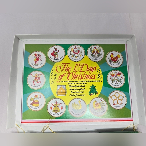 Trim A Tree 1982 The 12 Days Of Christmas Ornaments Folk Art Handmade & Painted - Picture 8 of 13